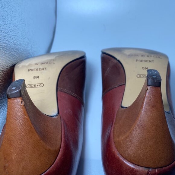 Vintage Dolcis Brown Leather Heels Size 5M With 2”  Heel Classic Casual Workwear - Picture 9 of 9